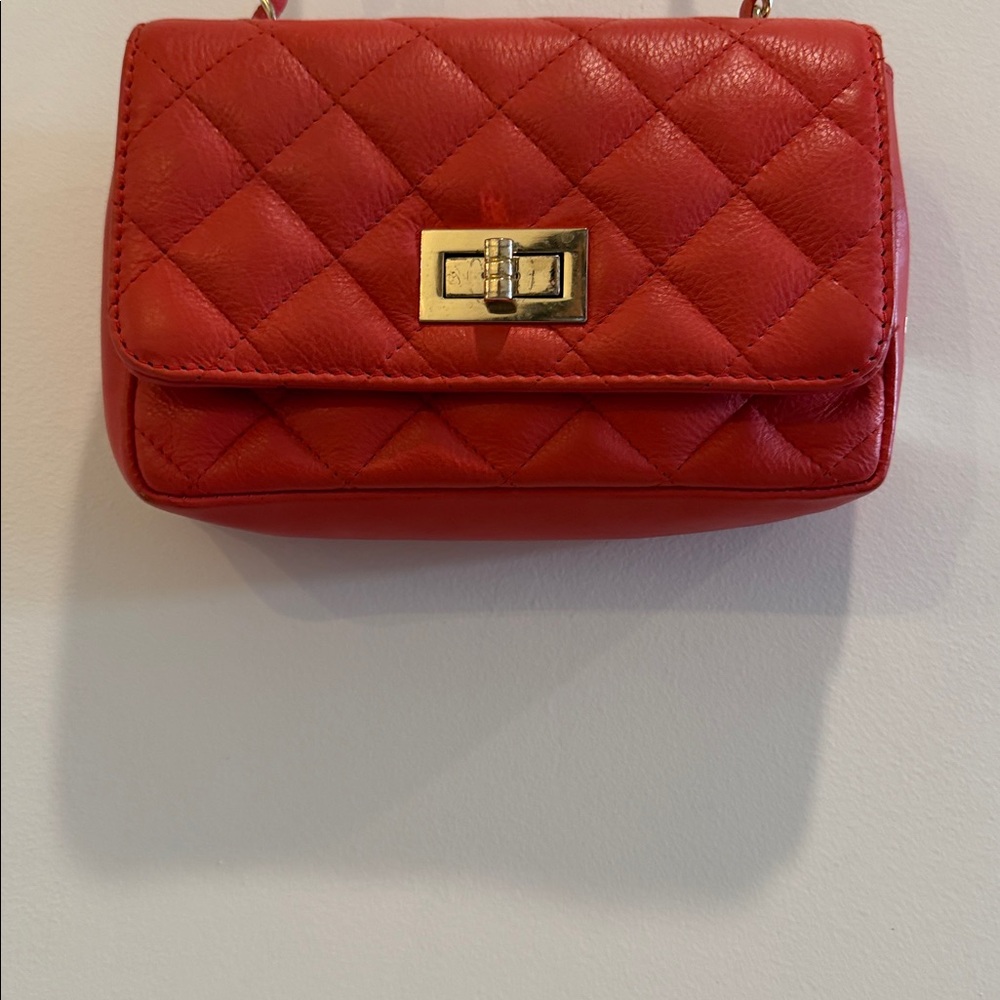 Chic Borse In Pelle Genuine Leather Pinkish Coral Mini Crossbody Bag - Picture 5 of 12